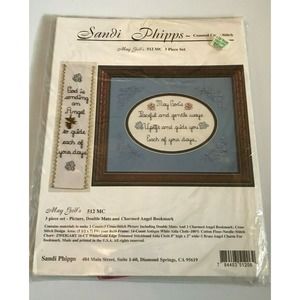 Sandi Phipps Counted Cross Stitch May God's Picture and Angel Bookmark w/Charm
